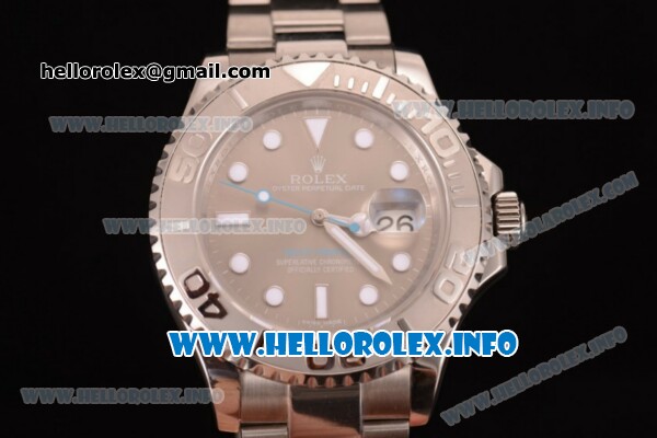 Rolex Yacht-Master 40 Swiss ETA 2836 Automatic Stainless Steel Case/Bracelet with Grey Dial and Dot Markers - Click Image to Close